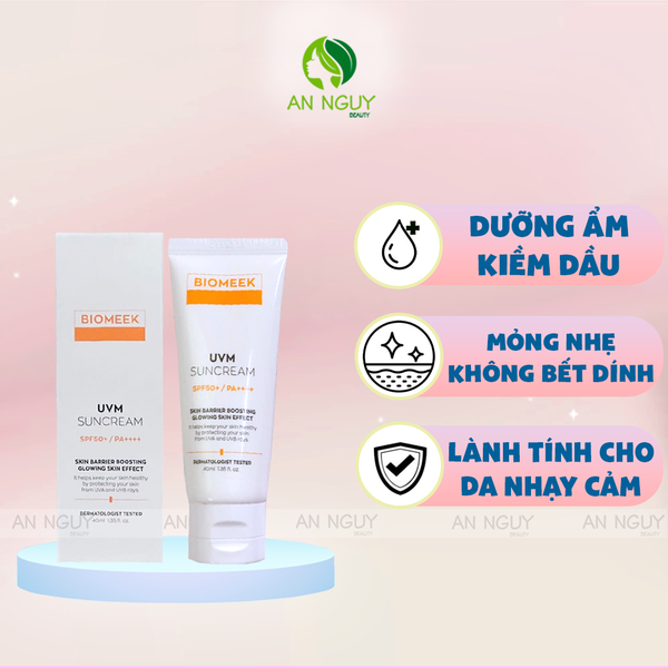 Kem Chống Nắng Biomeek UVM Suncream SPF50+ PA++++ Dành Cho Da Nhạy Cảm 40ml