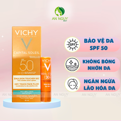 Kem Chống Nắng Vichy Capital Soleil Dry Touch Fluid UVA+UVB SPF50+ Skin Perfecting 50ml (Tặng Kèm Son Dưỡng Vichy)