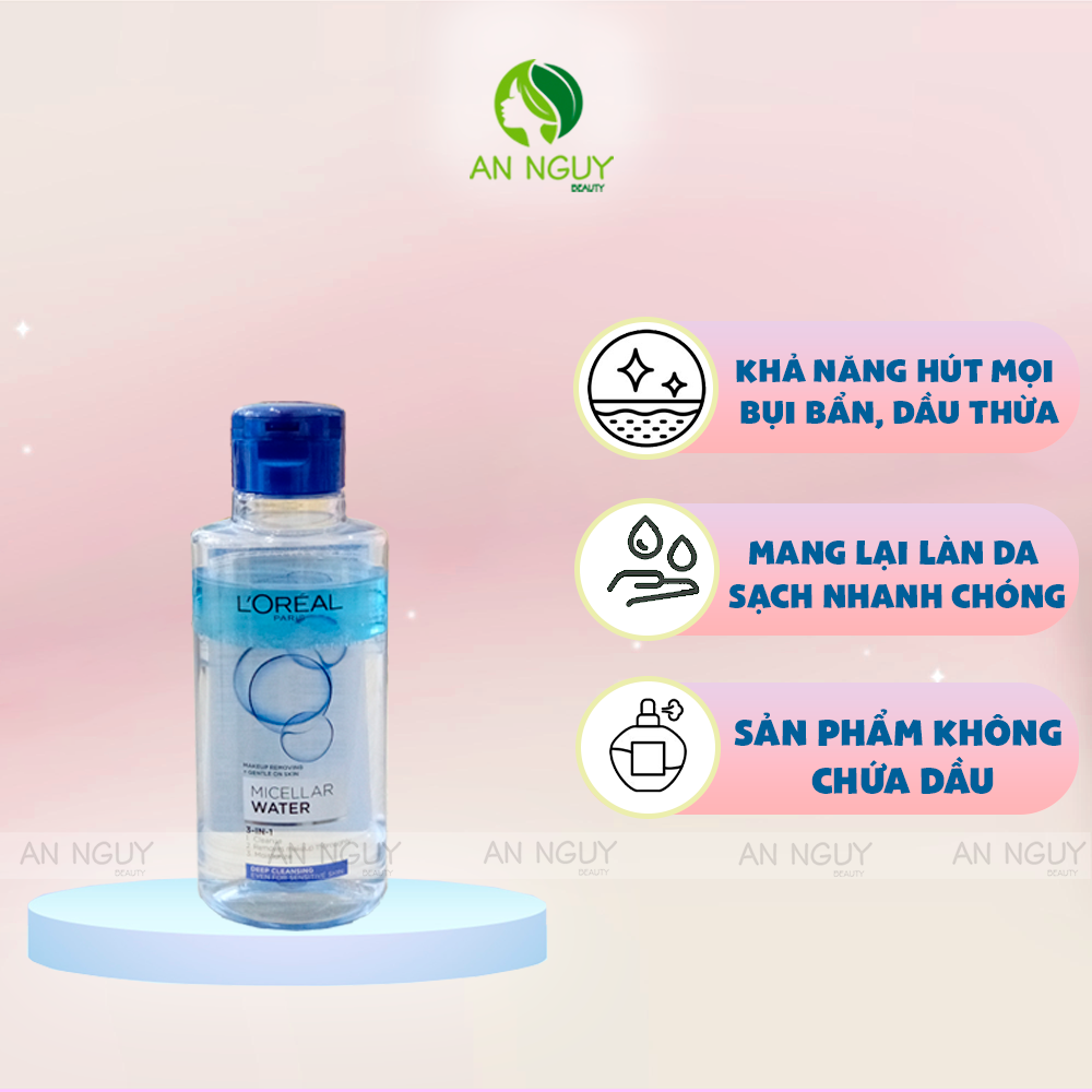 Nước Tẩy Trang L’Oreal Micellar Water 3-in-1 Deep Cleansing Làm Sạch Sâu Trang Điểm (Xanh Đậm)