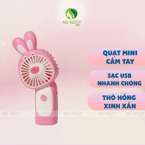 Quạt Cầm Tay Mini Sạc Pin USB (Hình Gấu/Thỏ)