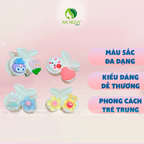 Set 2 Cào Tóc Nhỏ Đính Charm Hình Bánh Donut / Thỏ / Hoa / Gấu Dễ Thương Dùng Kẹp Tóc Nửa Đầu