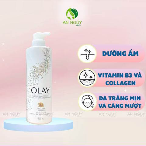 Sữa Tắm Olay Body Wash with Collagen and Vitamin B3, Cleansing & Firming 530ml