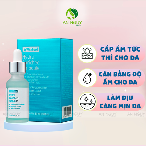 Tinh Chất By Wishtrend Hydra Enriched Ampoule Cấp Ẩm Tức Thì, Làm Dịu, Phục Hồi Da 30ml