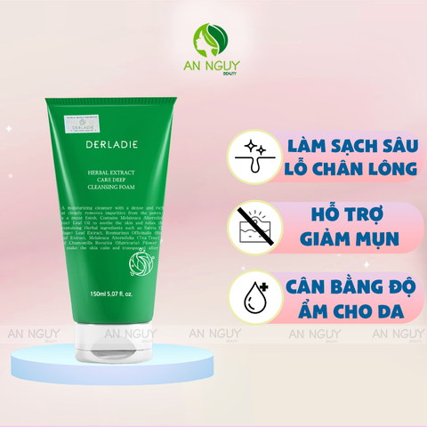 Sữa Rửa Mặt Derladie Herbal Extract Care Deep Cleansinh Foam Chiết Xuất Tràm Trà Giảm Mụn 150ml