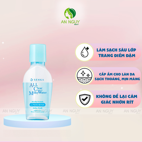 Nước Sữa Tẩy Trang Senka All Clear Milky Water Nourish Làm Sạch Sâu (Xanh Dương)