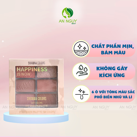 Bảng Phấn Mắt 6 Ô Sivanna Colors Happiness Is Now Six Colors Eye Shadow Pallet 9.6gr