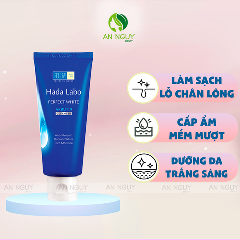 Sữa Rửa Mặt Hada Labo Perfect White Arbutin Cleanser Sạch Sâu, Dưỡng Trắng Da 80gr