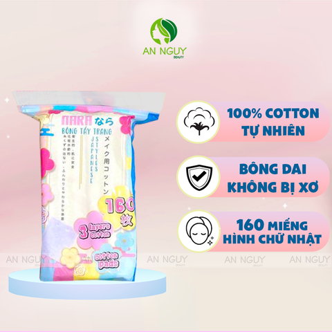 Bông Tẩy Trang NARA 100% Cotton Mềm Mịn Làm Sạch Bụi Bẩn