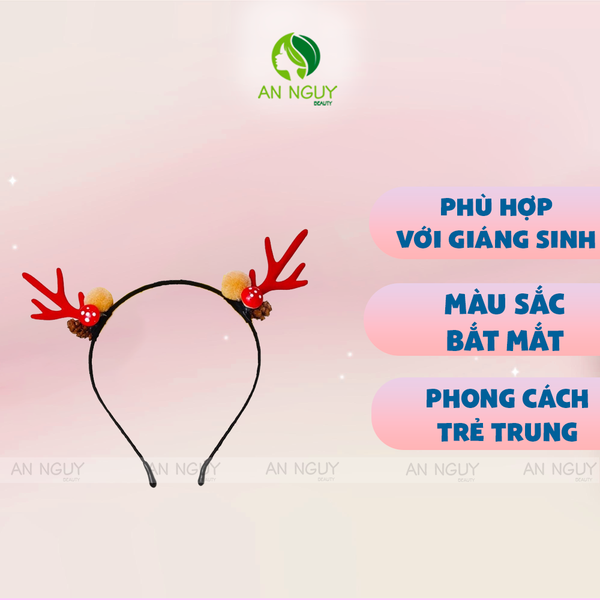 Cài Tóc Noel Sừng Đỏ Chân Đen