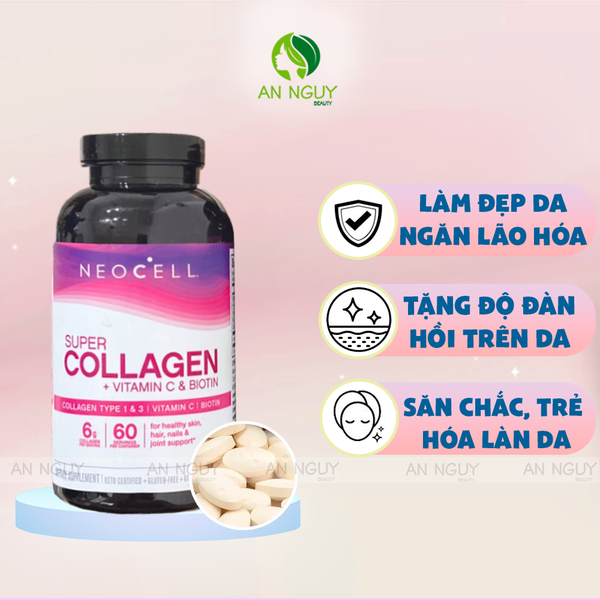 Viên Uống Đẹp Da Neocell Super Collagen+Vitamin C With Biotin 360 Viên