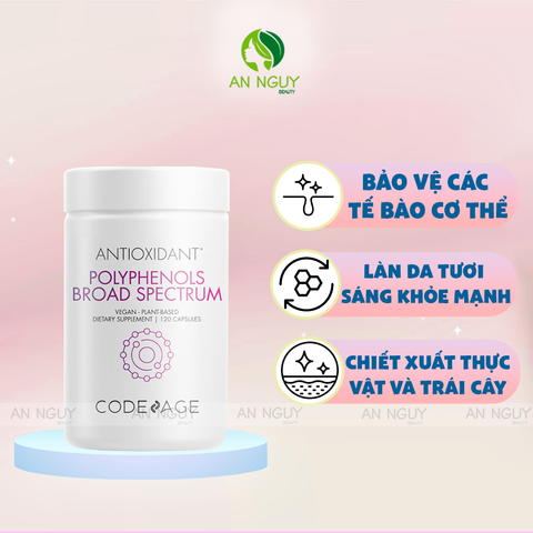 Viên Uống Chống Nắng CodeAge Polyphenols Broad Spectrum Bảo Vệ Da 120 Viên