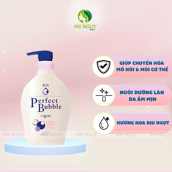 Sữa Tắm Senka Perfect Bubble For Body Sweet Floral Hương Hoa Đinh Hương Và Hoa Hồng 500ml