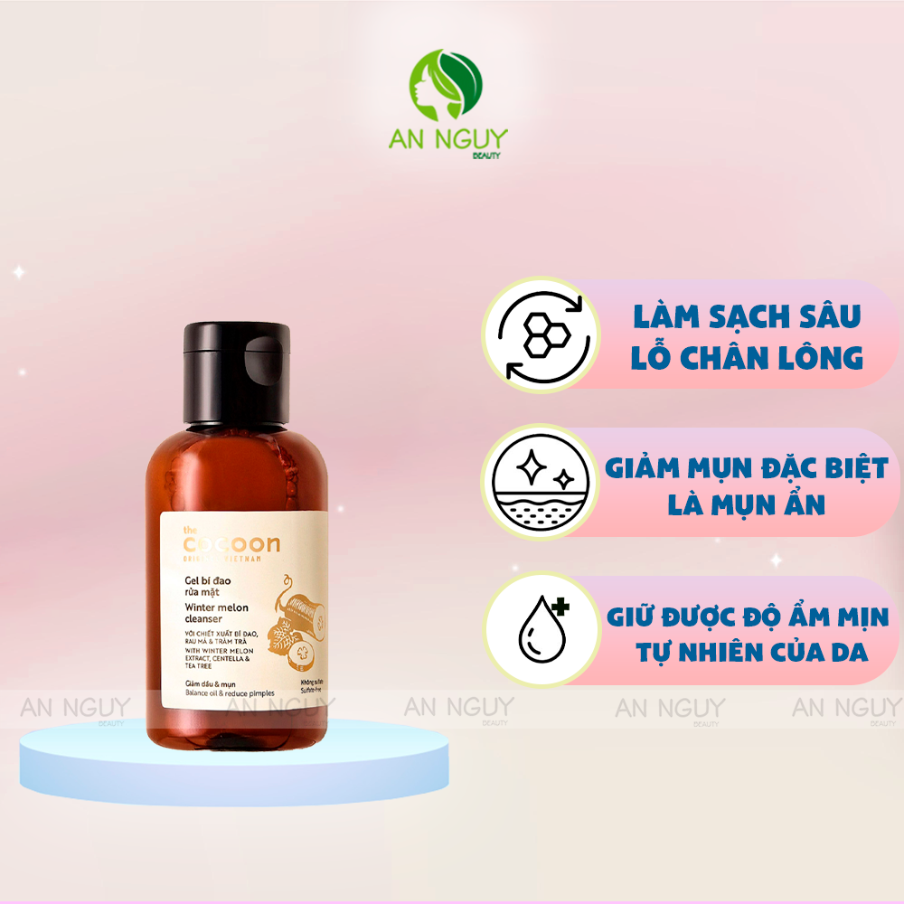 Gel Rửa Mặt Cocoon Winter Melon Cleanser Chiết Xuất Bí Đao Kiểm Soát Dầu, Ngừa Mụn