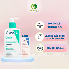 Sữa Rửa Mặt CeraVe Face Foaming Gel For Normal To Oily Skin 236ml + Tặng Lotion Face Moisturizing Cream 3ml