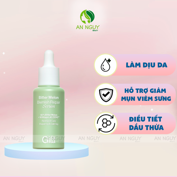 Tinh Chất Gilaa Bitter Melon Blemish Repair Serum Khổ Qua & Aczero Giảm Mụn Tái Tạo 30ml