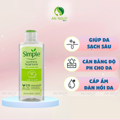 Nước Hoa Hồng Simple Kind To Skin Soothing Facial Toner Làm Dịu Da, Cấp Ẩm 200ml