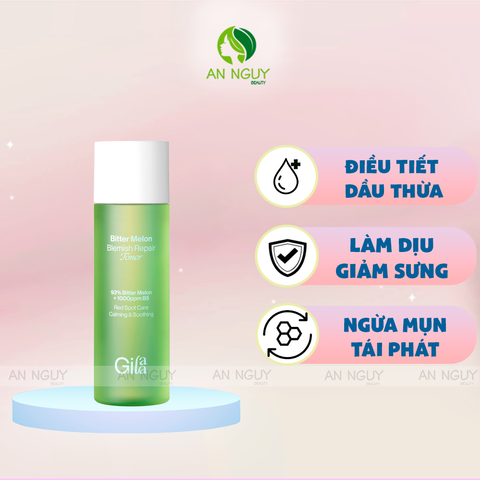 Nước Cân Bằng Gilaa Bitter Melon Blemish Repair Toner Khổ Qua & B5 Giảm Dầu Mụn 140ml