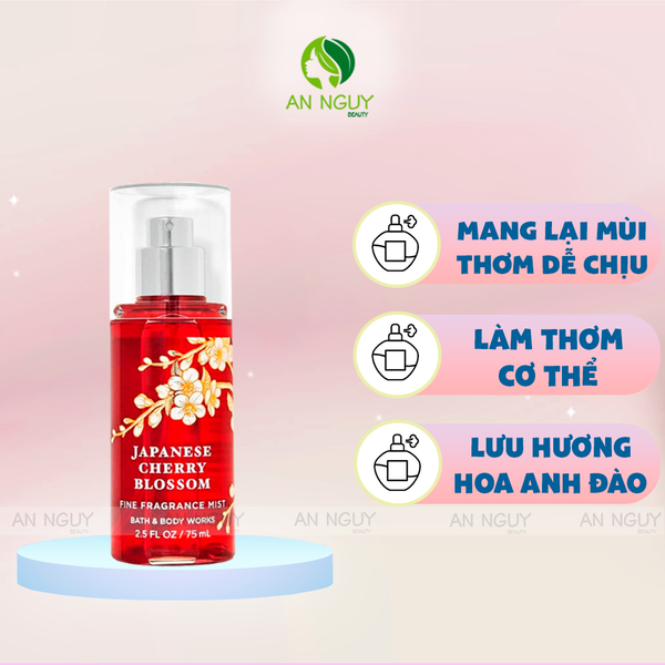 Xịt Thơm Bath & Body Works Japanese Cherry Blossom Fine Fragrance Mist Hương Hoa Anh Đào