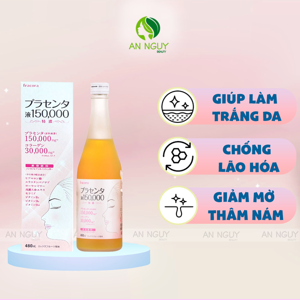 Nước Uống Nhau Thai Fracora Placenta 150000mg Hỗ Trợ Giảm Thâm Nám, Sáng Da 480ml