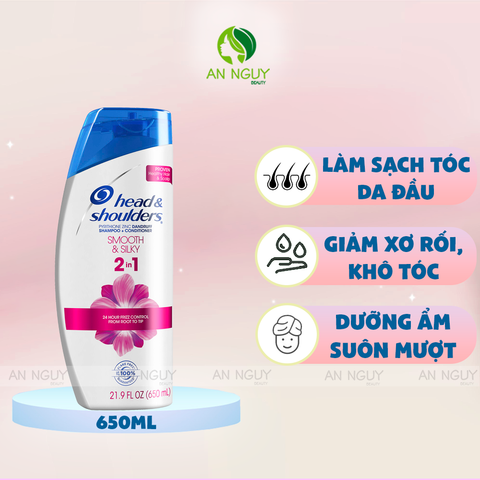 Dầu Gội & Xả Head & Shoulders Smooth & Silky 2in1 Suôn Mềm Óng Mượt (Hàng Mỹ Nhập Khẩu)