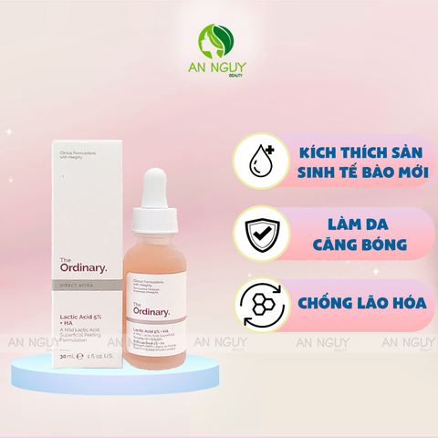 Tinh Chất The Ordinary Lactic Acid 5% + HA Dưỡng Trắng, Mờ Thâm 30ml