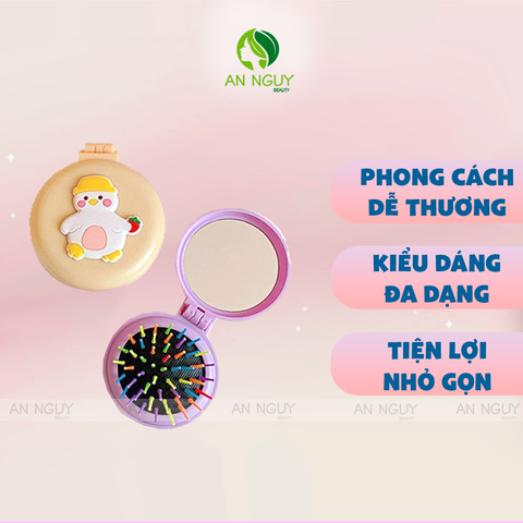 Lược Chải Gập Hình Thú Kèm Gương Đủ Màu