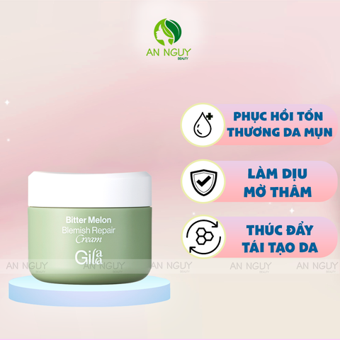 Kem Dưỡng Gilaa Bitter Melon Blemish Repair Cream Khổ Qua & B5 Phục Hồi Giảm Mụn 50ml