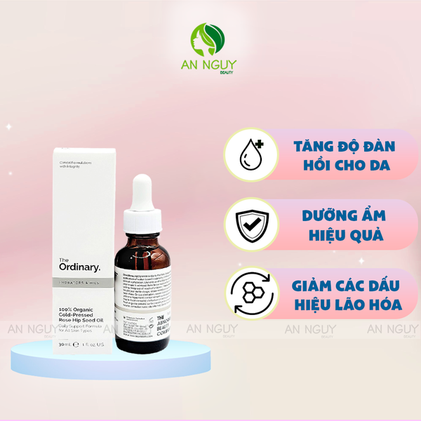 Serum The Ordinary 100% Organic Cold-Pressed Rose Hip Seed Oil Cấp Ẩm, Dưỡng Sáng Da 30ml