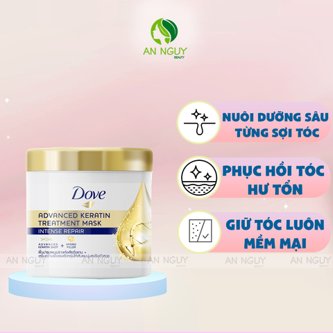 Kem Ủ Tóc Dove Keratin Advanced Keratin Treatment Mask Intense Repair Phục Hồi Hư Tổn Cao Cấp 180ml