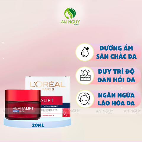 Kem Dưỡng Ban Đêm L'Oreal Paris Revitalift Anti Wrinkle Night Cream Săn Chắc Da và Giảm Nếp Nhăn 20ml