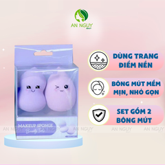 Set 2 Bông Mút Trang Điểm Habaria Makeup Sponge Dùng Tán Kem Nền, Tán Kem Che Khuyết Điểm