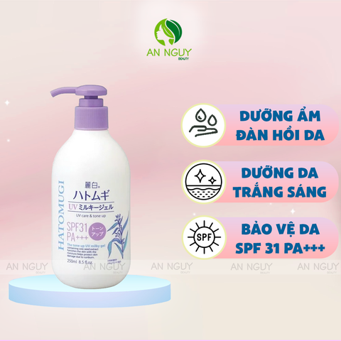 Dưỡng Thể Hatomugi UV Care & Tone Up SPF31 PA+++ Dưỡng Ẩm, Bảo Vệ Da 250ml