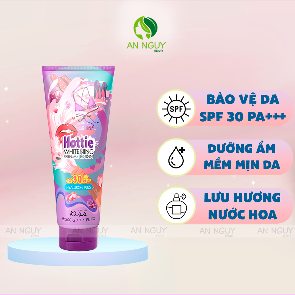 Dưỡng Thể Chống Nắng Malissa Kiss Whitening Perfume Lotion SPF30 PA+++ Trắng Da Hương Nước Hoa 200gr