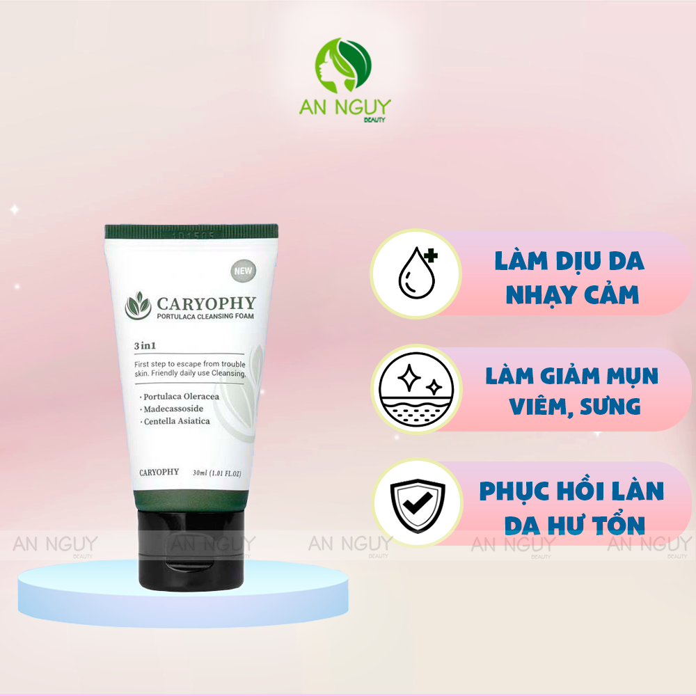 Sữa Rửa Mặt Caryophy Portulaca Cleansing Foam 3 In 1 Ngừa Mụn