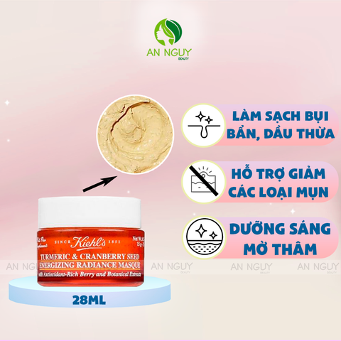 Mặt Nạ Nghệ Kiehl's Turmeric & Cranberry Seed Energzing Radiance Masque Sáng Da, Làm Sạch Dầu Thừa, Bã Nhờn