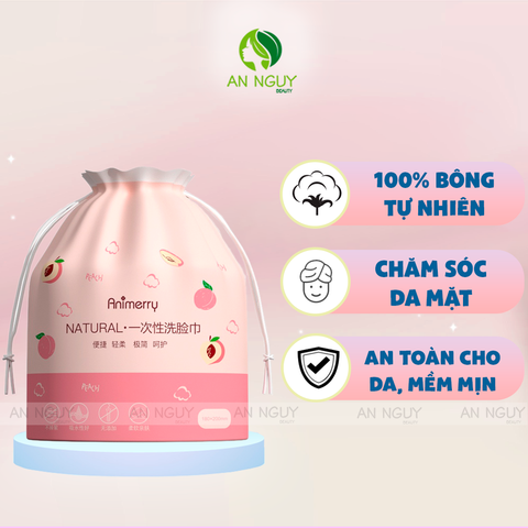Khăn Lau Mặt Đa Năng Animerry PEACH Siêu Dai Siêu Mềm Dùng 1 Lần