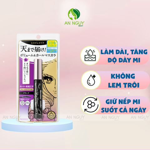 Mascara Kissme Nâng Cong Và Dày Mi Màu Đen Volume UP Mascara Super WP 6gr #01 Black