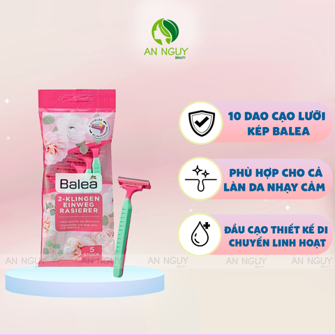 Set 10 Dao Cạo 2 Lưỡi Kép BALEA 2 - Klingen Einweg Rasierer