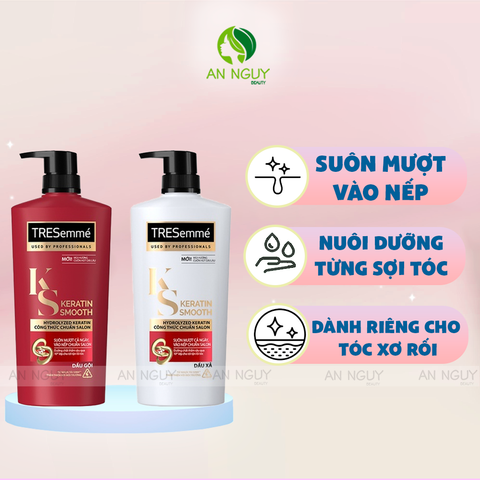 Bộ Gội Xả TRESemme Keratin Smooth Giúp Tóc Suôn Mượt 640ml + 620ml