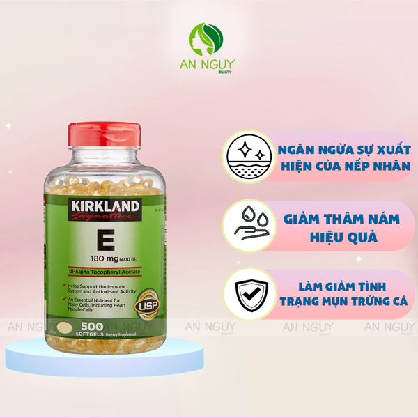 Viên Uống Bổ Sung Vitamin E Kirkland Signature Vitamin E 400 IU 500 Viên