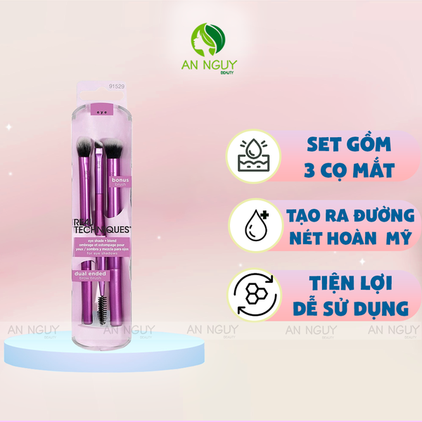 Bộ Cọ Trang Điểm Mắt 3 Cây Real Techniques Eye Shade + Blend Brush Set