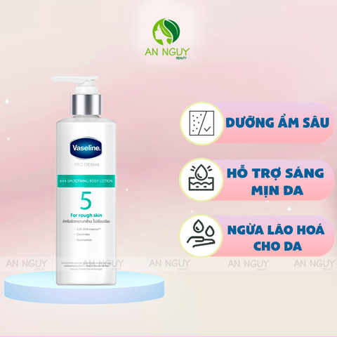 Sữa Dưỡng Thể Vaseline Smoothing Body Lotion Làm Mịn Da Với 5.5% AHA PRO Derma 5 - AHA 250ml