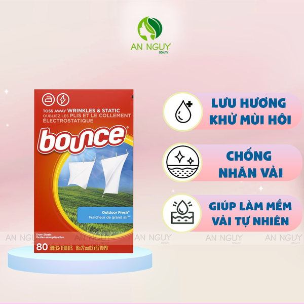 Giấy Thơm Bounce Outdoor Fresh Dùng Cho Máy Sấy (Hàng Mỹ Nhập Khẩu)