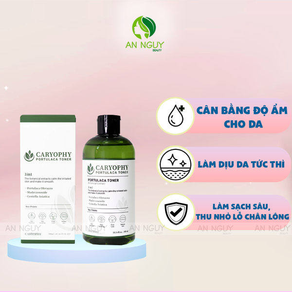 Nước Hoa Hồng Caryophy Portulaca Toner Ngừa Mụn, Kiểm Soát Dầu 300ml