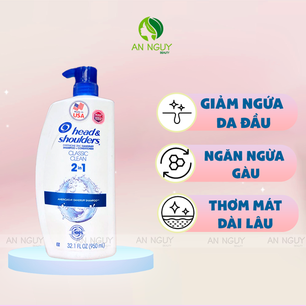 Dầu Gội & Xả Head & Shoulders Classic Clean 2in1 Pyrithione ZinC Dandruff