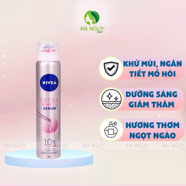 Xịt Khử Mùi Nivea Extra White Serum 10X Vitamin C Spray Whitening Skin Dưỡng Da Sáng Mịn 100ml