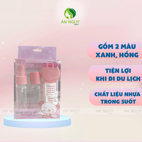 Bộ Chiết Mỹ Phẩm Kèm Kẹp Tóc Travel Bittle Set (Xanh/Hồng)