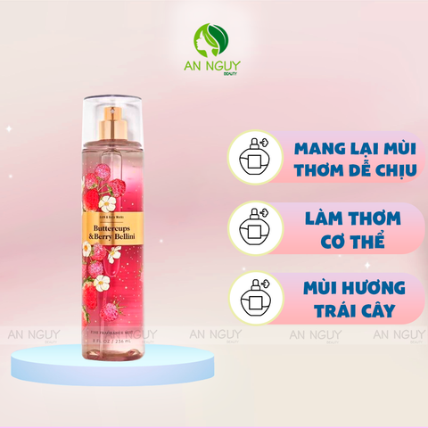 Xịt Thơm Bath & Body Works Buttereups & Berry Bellini Fine Fragrance Mist Hương Thơm Trái Cây Tươi Mới 236ml