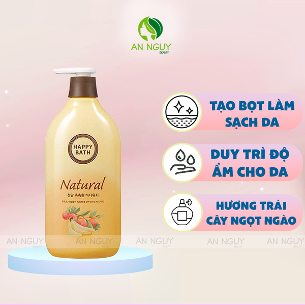 Sữa Tắm Happy Bath Natural Body Wash Chiết Xuất Thiên Nhiên, Dưỡng Ẩm Da 900g