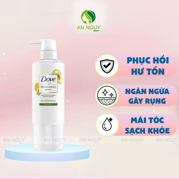 Dầu Gội Dove Botanical Selection Shampoo with Avocado Extract & Argan Oil Phục Hồi Hư Tổn Chiết Xuất Bơ & Dầu Argan 500gr